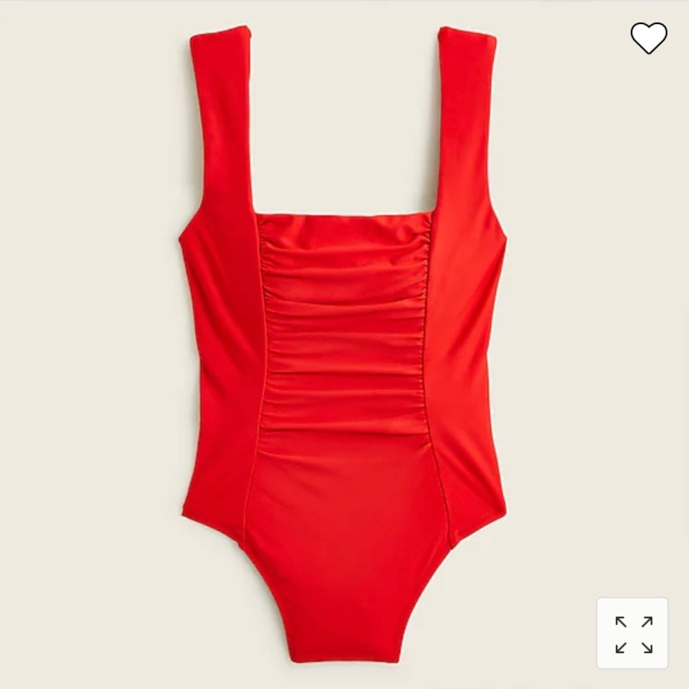 Red ruched square neck one piece- new with tags!